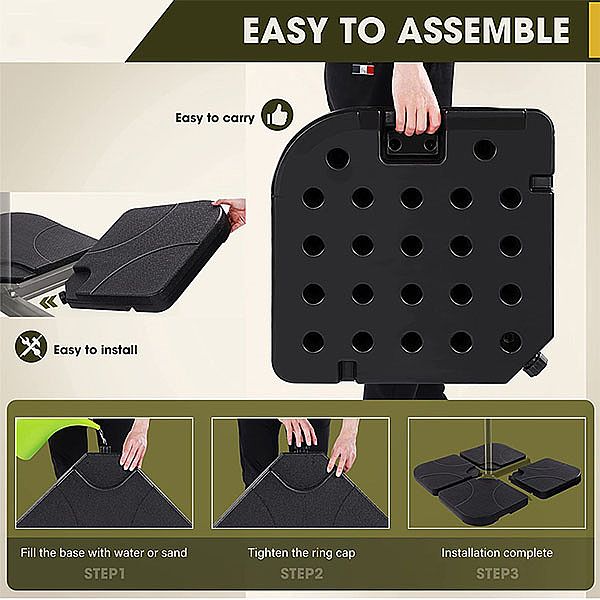 Base de parasol de patio décalée en porte-à-faux robuste, 4 pièces - 12U03C