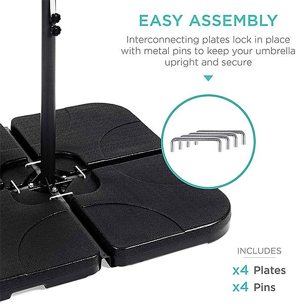 Base de parapluie d'extérieur décalée en porte-à-faux robuste, 4 pièces - 12U03D