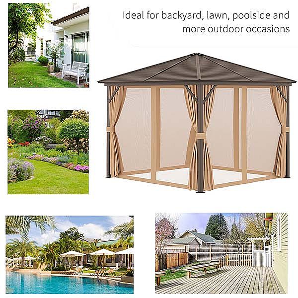 Pavillon en aluminium à toit rigide de luxe - 10G01A