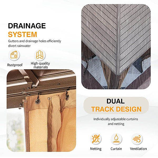 Pavillon extérieur en aluminium à double toit - 10G01C