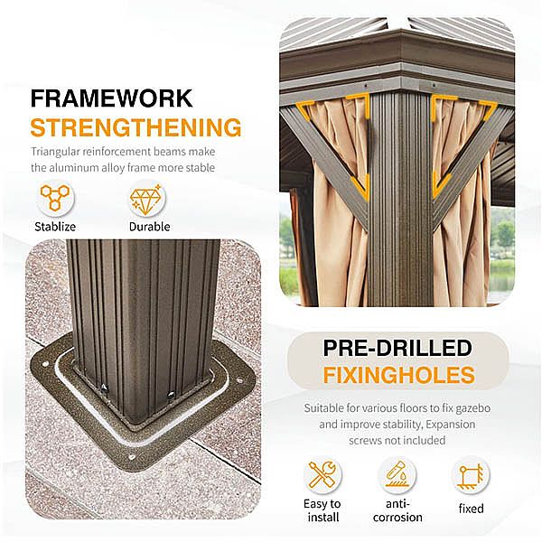 Pavillon extérieur en aluminium à double toit - 10G01C