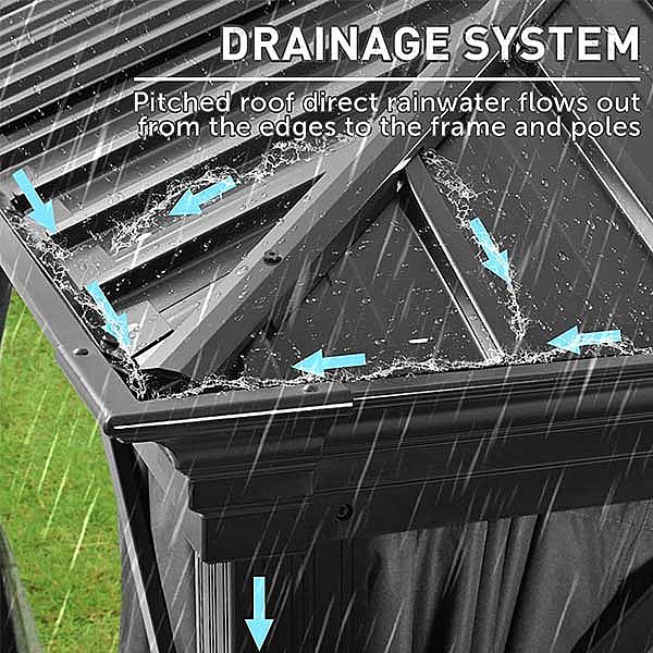 Tonnelle extérieure de luxe avec toit rigide en maille - 10G01F