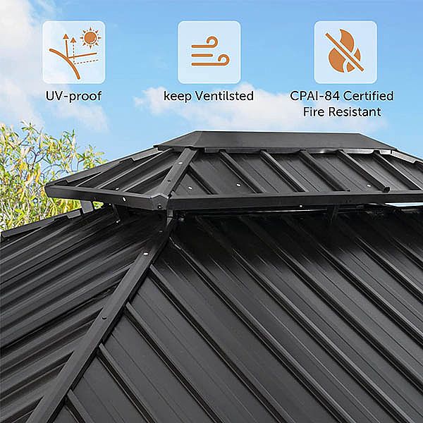 Tonnelle extérieure de luxe avec toit rigide en maille - 10G01F