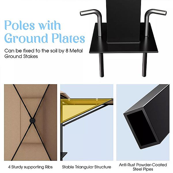 Kiosque de barbecue extérieur avec ombres supplémentaires - 10G01T