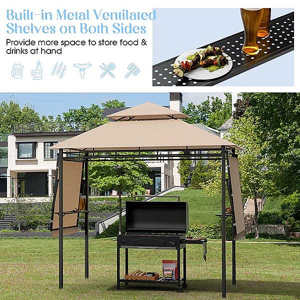 Kiosque de barbecue extérieur avec ombres supplémentaires - 10G01T