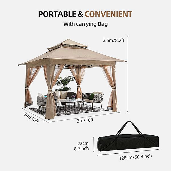 Tente de pavillon escamotable de luxe en aluminium pour l'extérieur - 10G01U