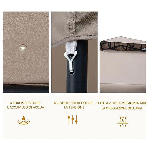 Tente de réception à toit en métal à 2 étages - 10G02C