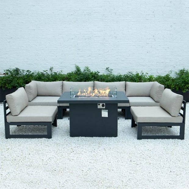 Tube en aluminium avec ensemble de canapé extérieur Fire Pit Garden - 11C01A
