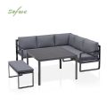 Ensemble de canapé en fonte d'aluminium avec table et tabouret - 11C01F