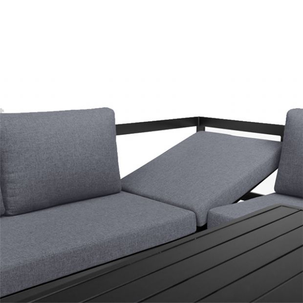 Ensemble de canapé en fonte d'aluminium avec table et tabouret - 11C01F