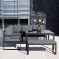 Ensemble de canapé en fonte d'aluminium avec table et tabouret - 11C01F