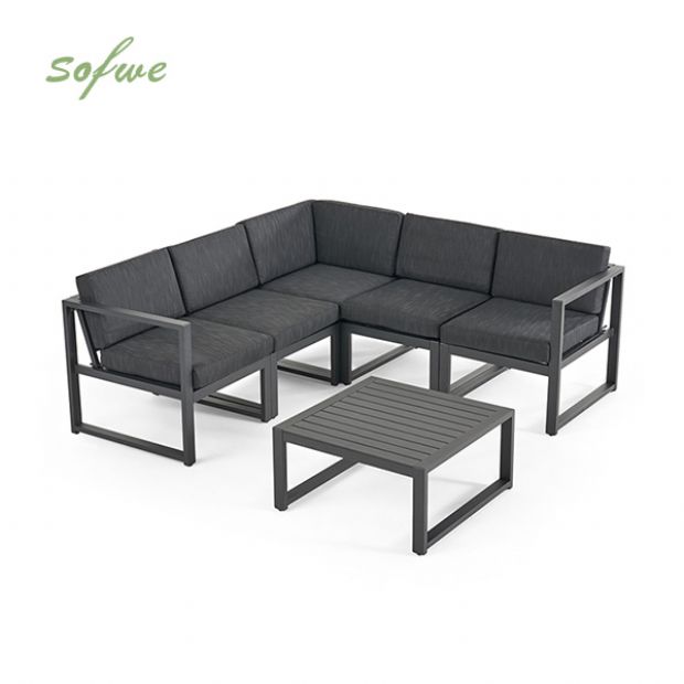 Canapé d'extérieur en forme de V en aluminium 4 pièces - 11C01H