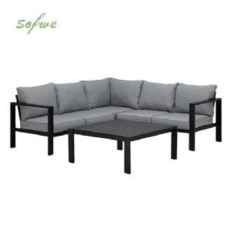 Canapé modulable d'extérieur en aluminium 5 places