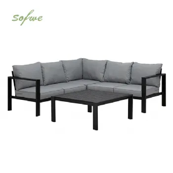 Canapé modulable d'extérieur en aluminium 5 places