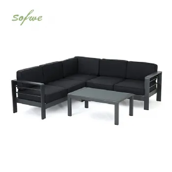 Canapé sectionnel extérieur en forme de V en aluminium