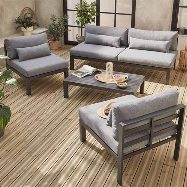 Ensemble de meubles de luxe en aluminium avec coussin - 11C01Q