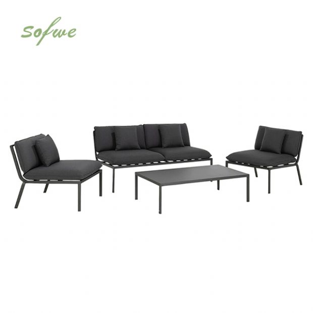 Ensemble de canapé d'extérieur 4 pièces en métal et aluminium - 11C01R