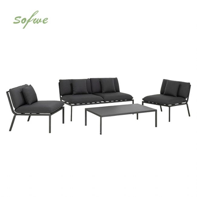 Ensemble de canapé d'extérieur 4 pièces en métal et aluminium - 11C01R