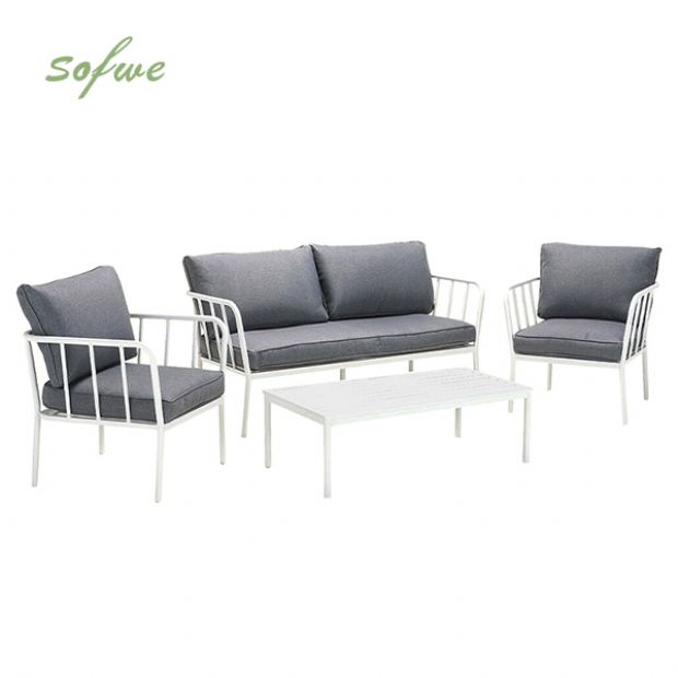 Ensemble de canapé en aluminium moderne avec coussin - 11C01V