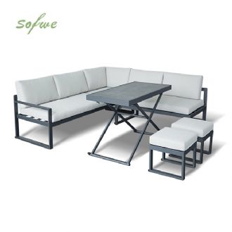 Canapé d'angle avec table réglable en hauteur