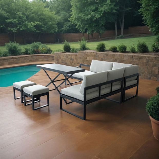 Canapé d'angle avec table réglable en hauteur - 11C03B