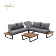 Ensemble de canapés d'angle pour extérieur avec dossier réglable et tables d'appoint aspect bois - 11C03E