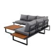 Ensemble de canapés d'angle pour extérieur avec dossier réglable et tables d'appoint aspect bois - 11C03E