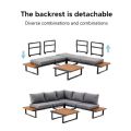 Ensemble de canapés d'angle pour extérieur avec dossier réglable et tables d'appoint aspect bois - 11C03E