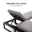 Ensemble de canapés d'angle pour extérieur avec dossier réglable et tables d'appoint aspect bois - 11C03E