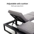 Ensemble de canapés d'angle pour extérieur avec dossier réglable et tables d'appoint aspect bois - 11C03E