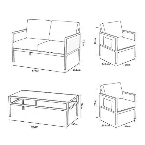 Ensemble de meubles d'extérieur 4 pièces avec table en verre - 11C03H