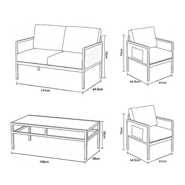Ensemble de meubles d'extérieur 4 pièces avec table en verre - 11C03H