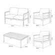 Ensemble de canapés en aluminium pour extérieur 4 pièces avec finition veinée bois - 11C11D