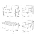 Ensemble de canapés en aluminium pour extérieur 4 pièces avec finition veinée bois - 11C11D