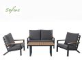 Ensemble de canapés en aluminium pour extérieur 4 pièces en couleur noire - 11C11F