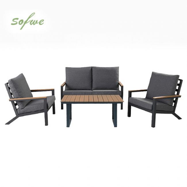 Ensemble de canapés en aluminium pour extérieur 4 pièces en couleur noire - 11C11F