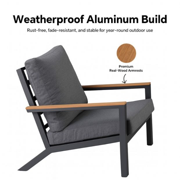 Ensemble de canapés en aluminium pour extérieur 4 pièces en couleur noire - 11C11F