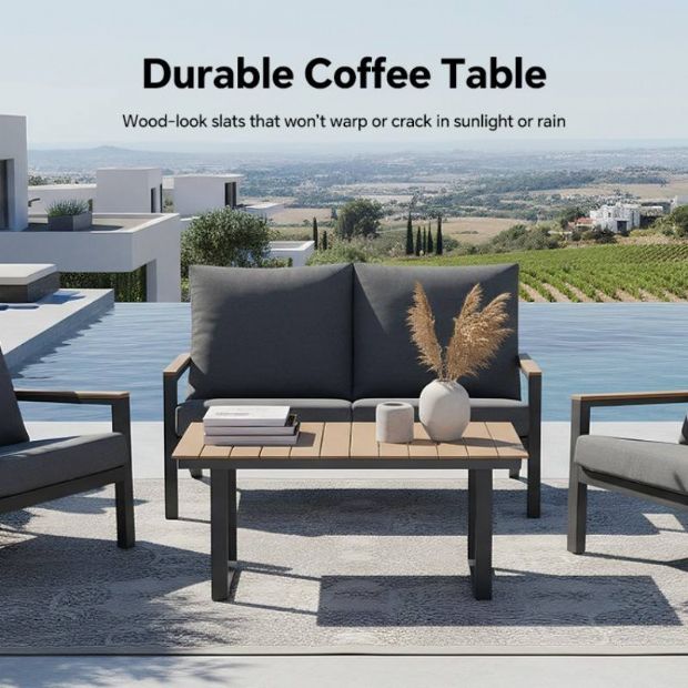 Ensemble de canapés en aluminium pour extérieur 4 pièces en couleur noire - 11C11F