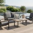 Ensemble de canapés en aluminium pour extérieur 4 pièces en couleur noire - 11C11F