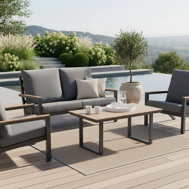Ensemble de canapés en aluminium pour extérieur 4 pièces en couleur noire - 11C11F