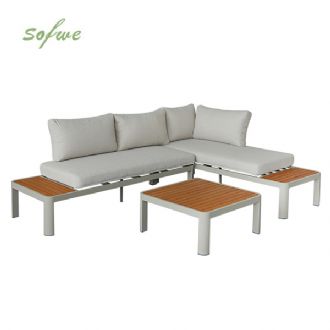 Ensemble canapé d'angle pour extérieur avec dossier réglable...