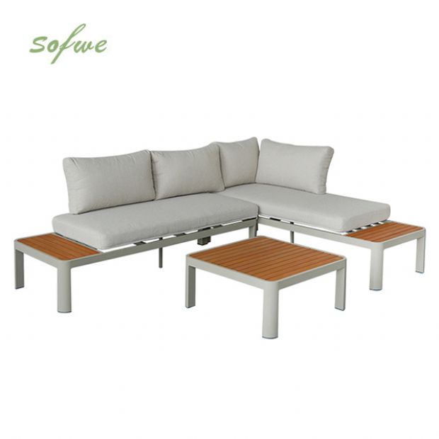 Ensemble canapé d'angle pour extérieur avec dossier réglable et canapé deux places - 11C11G