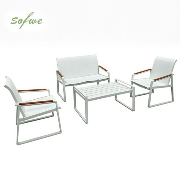 Ensemble de canapés en aluminium pour extérieur 4 pièces en couleur blanche - 11C11J