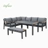 Ensemble canapé d'angle en aluminium pour patio extérieur avec table basse et repose-pieds - 11C12A