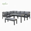 Ensemble canapé d'angle en aluminium pour patio extérieur avec table basse et repose-pieds - 11C12A