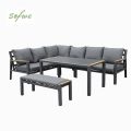 Ensemble canapé d'angle en aluminium pour patio extérieur avec table basse et repose-pieds - 11C12A