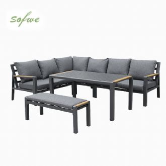 Ensemble canapé d'angle en aluminium pour patio extérieur...