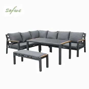 Ensemble canapé d'angle en aluminium pour patio extérieur...