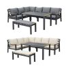 Ensemble canapé d'angle en aluminium pour patio extérieur avec table basse et repose-pieds - 11C12A