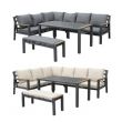 Ensemble canapé d'angle en aluminium pour patio extérieur avec table basse et repose-pieds - 11C12A